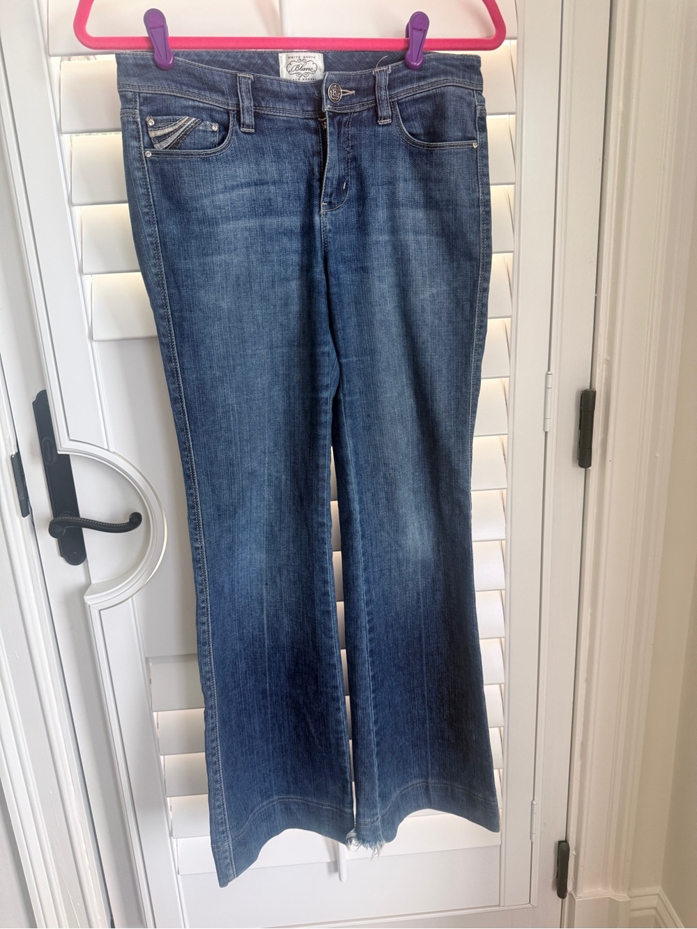 White House Black Market Medium Blue Flare Jeans size 0 - Picture 2 of 9